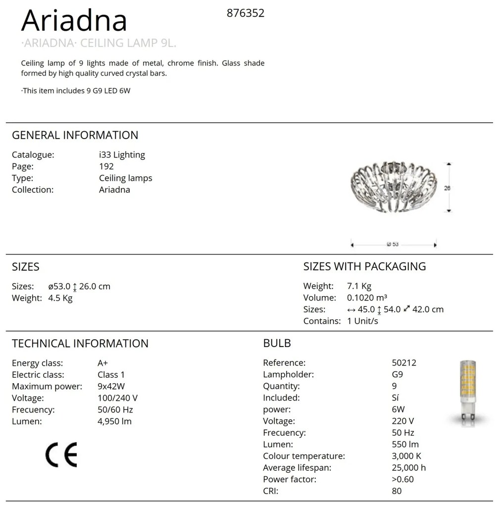 Lustra aplicata moderna design elegant 53cm ARIADNA SV-876352