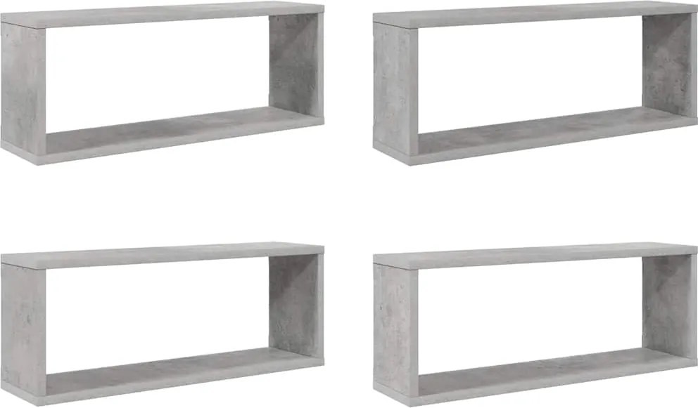 vidaXL Rafturi de perete cub, 4 buc, gri beton, 60x15x23 cm, PAL