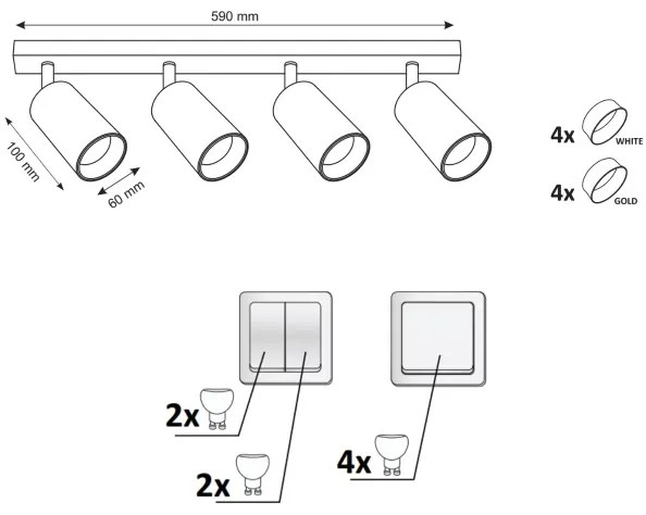 Spot MARIBEL 4xGU10/10W/230V alb