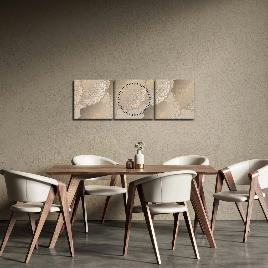 Tablou - Mandale în tonuri aurii (cu ceas) (90x30 cm)