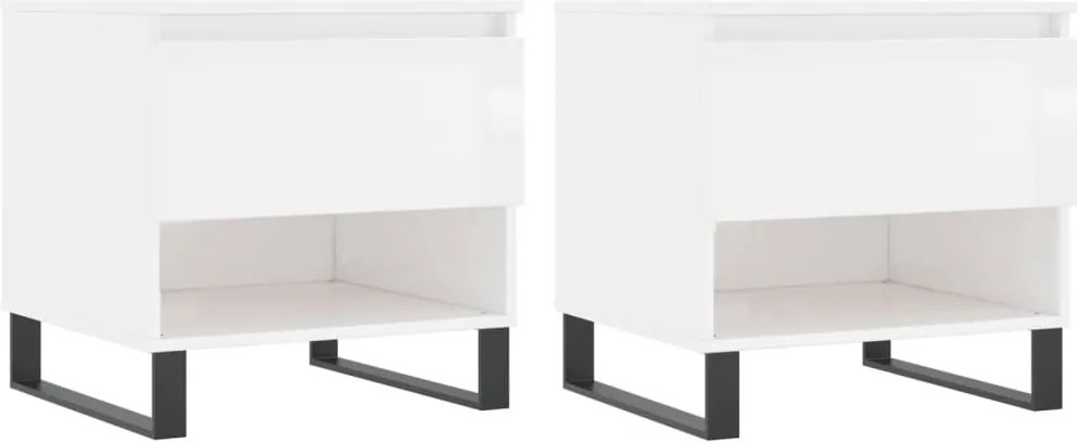 vidaXL Mese de cafea 2 buc. alb extralucios 50x46x50 cm lemn compozit