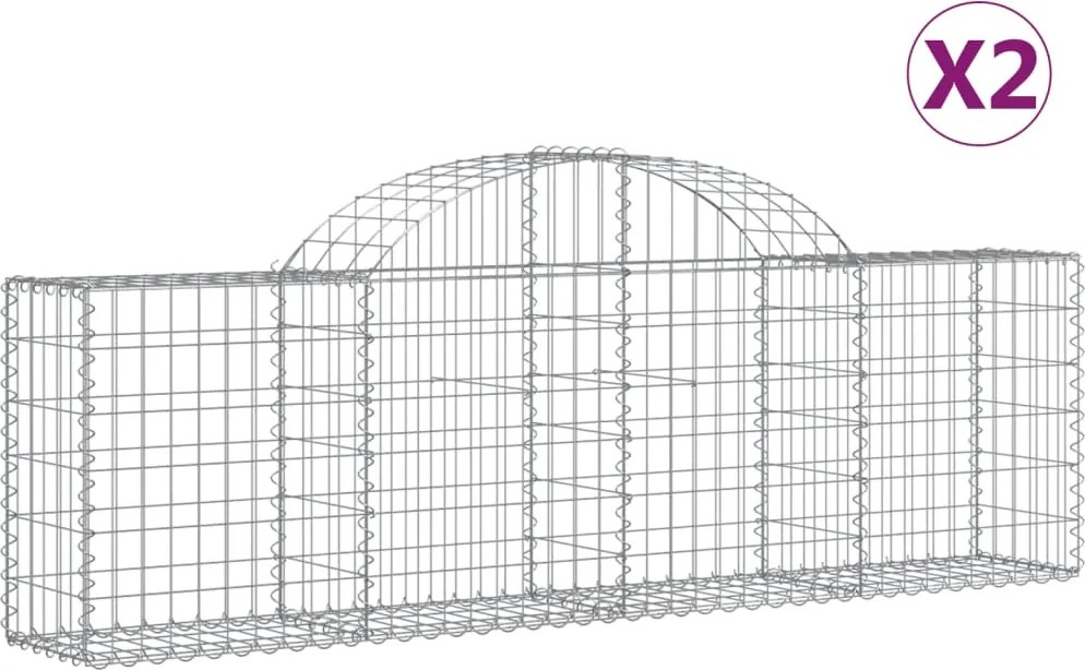 vidaXL Coșuri gabion arcuite 2 buc, 200x30x60/80 cm, fier galvanizat