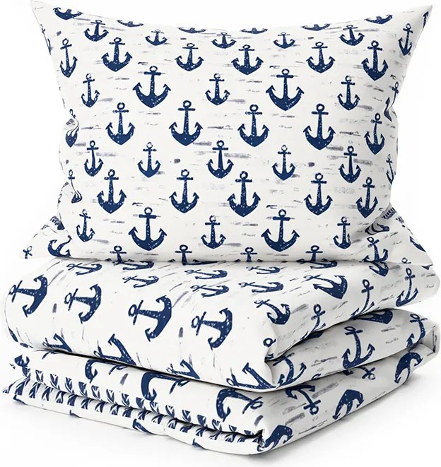 Lenjerie de pat din bumbac NAVYSTA POLY albastru-alb Dimensiune lenjerie de pat: 2 buc 70 x 90 cm | 200 x 220 cm