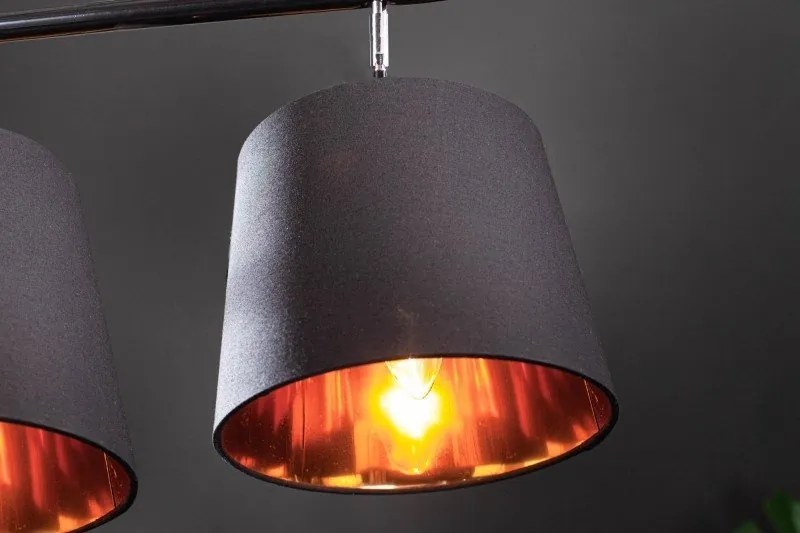 Lustra suspendata cu 5 surse de lumina Levels 100cm negru/ auriu