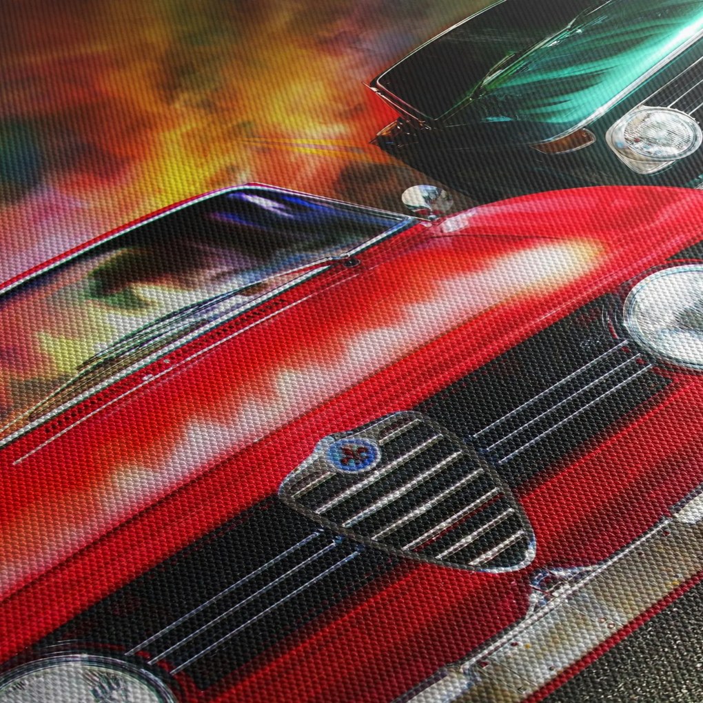 Tablou - Mașini de curse retro (120x50 cm)