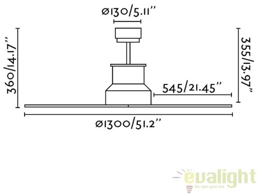 Ventilator cu telecomanda WINCHE crom/maro 33482