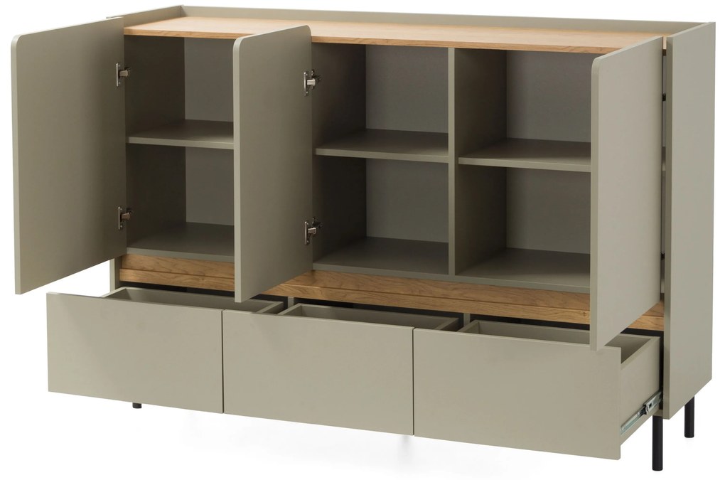 Comodă Azalio 150 cm cu sertare - eucalipt / stejar baltic dune