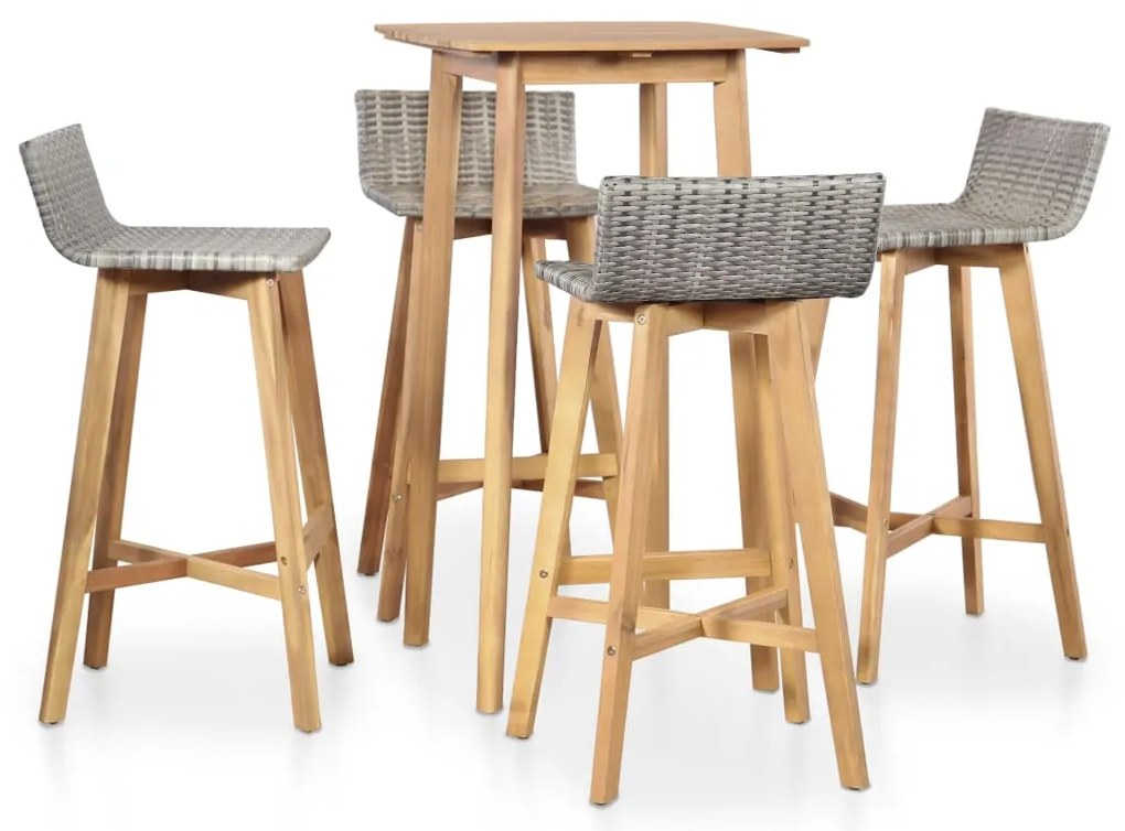 vidaXL Set mobilier de exterior, 5 piese, lemn masiv de acacia