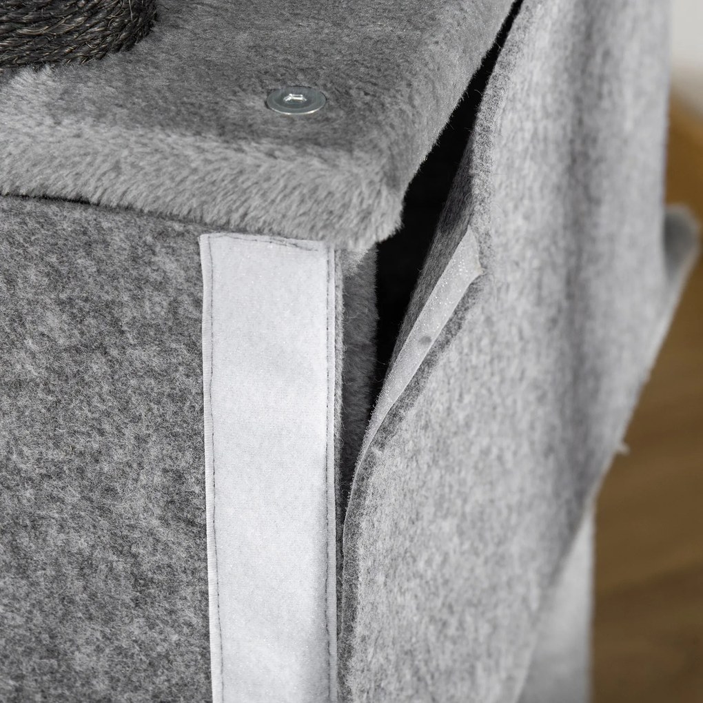 PawHut Arbore Răzuitoare pentru Pisici 48x48x107 cm Turn pentru Pisici cu Cavernă de Fetru Demontabilă Hamacă Paturi Platforme Gri | Aosom Romania