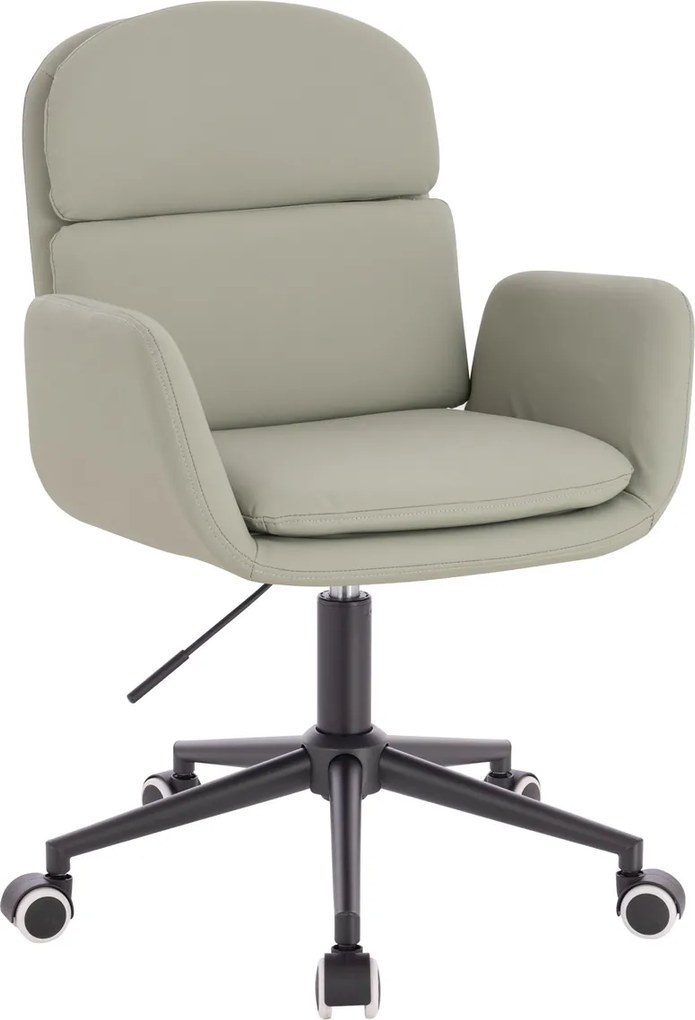 HR480K Scaun Culoarea Inului Piele Ecologica Premium Soft cu Bază Neagră