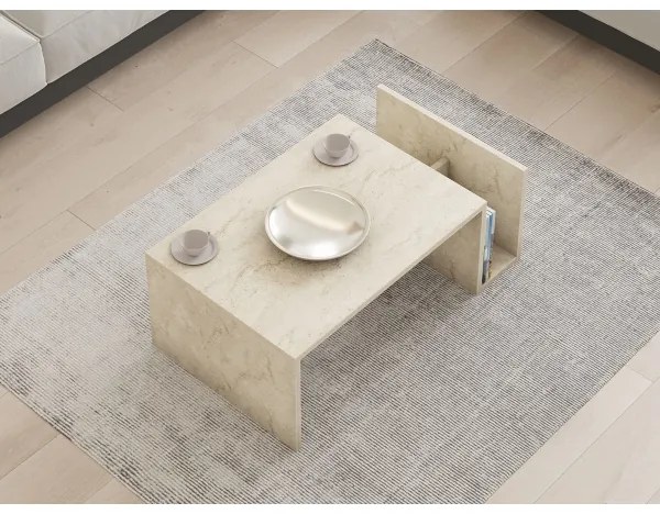 Masă de cafea MONEL, decor marmură, bej