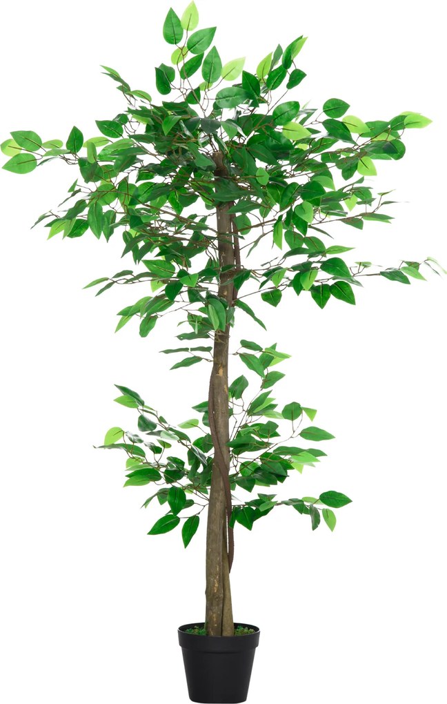 Outsunny Plantă Artificială Arbore de Ceai cu 546 de Frunze Realistice și Ghiveci de Ciment 120 cm Verde | Aosom Romania