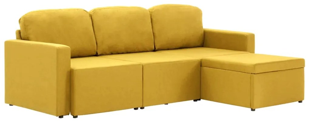 288789 vidaXL Canapea extensibilă modulară cu 3 locuri galben material textil