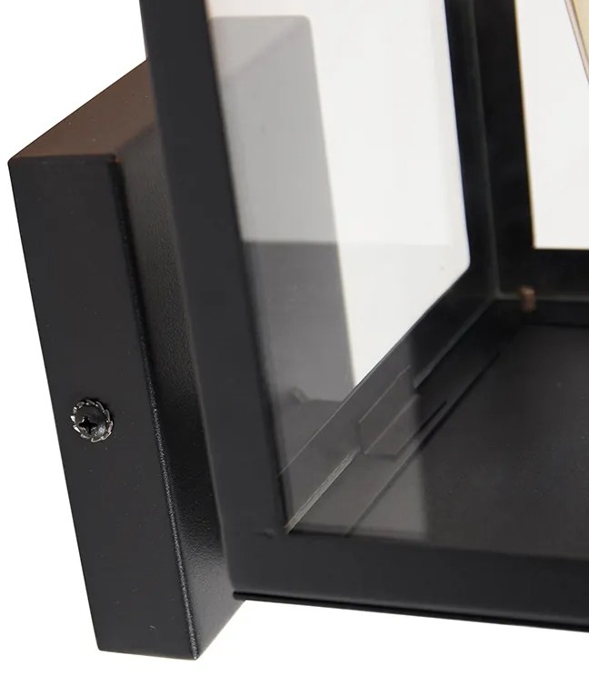 Aplică modernă de perete pentru exterior neagră cu sticlă 30 cm - Rotterdam