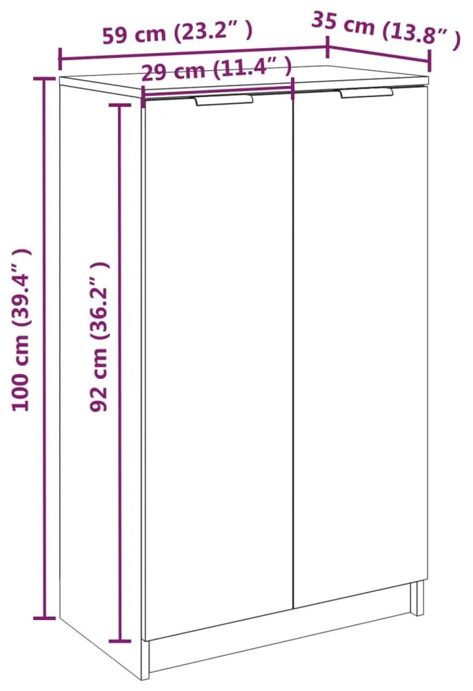Pantofar, stejar sonoma, 59x35x100 cm, lemn compozit Stejar sonoma, 1