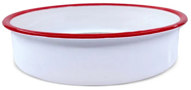 Tava de copt rotunda Oliver Voltz OV51222KR36, 36x6 cm, Otel emailat, Alb/Rosu