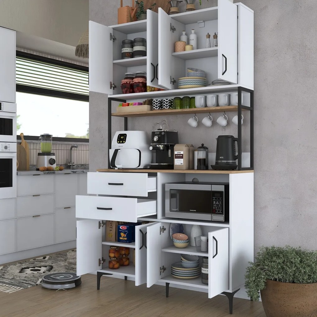 Dulap multifunctional, Hanah Home, JE180, 120x218.6x40 cm, Nuc/Alb