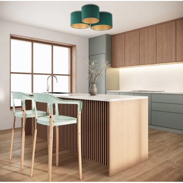 Duolla - Plafonieră ROLLER TRIO 3xE27/60W/230V verde/auriu