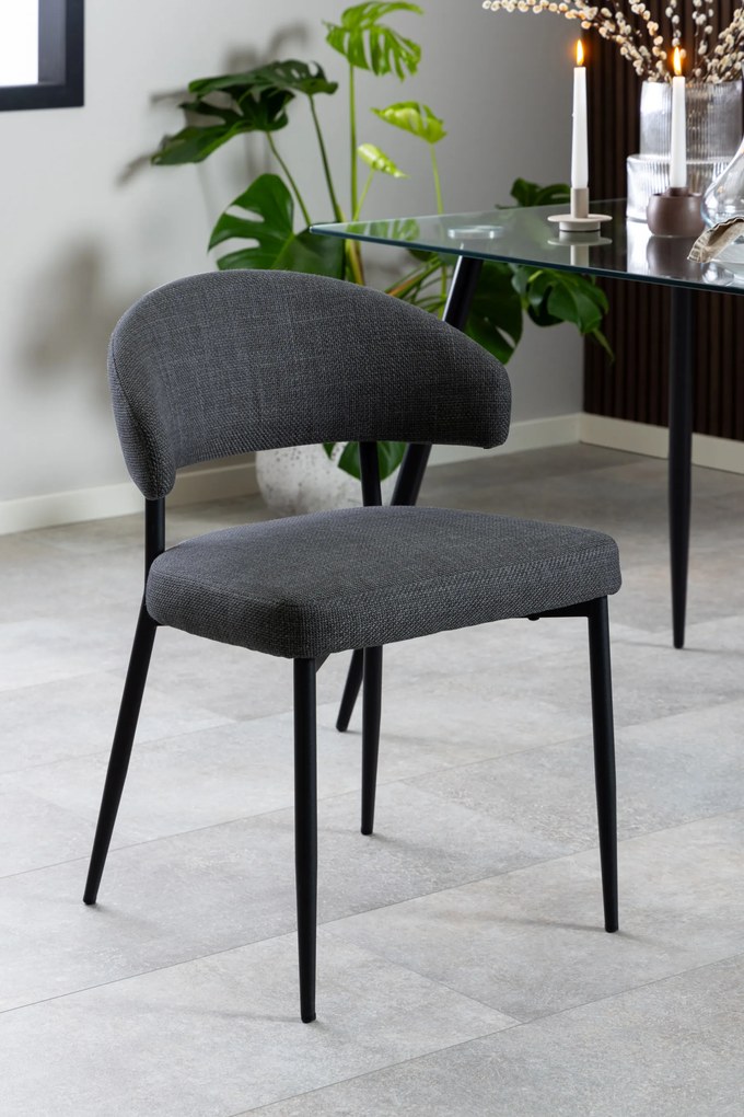 MAZZONI EXPORT IRIS Antracit [Gri închis] (material Basel 19) - SCAUN MODERN TAPIȚAT PENTRU SALON/SUFRAGERIE LOFT