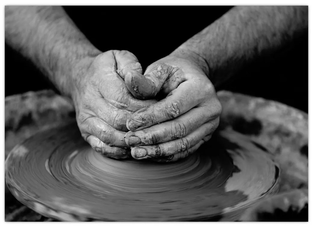 Tablou alb negru - producția de ceramică (70x50 cm)