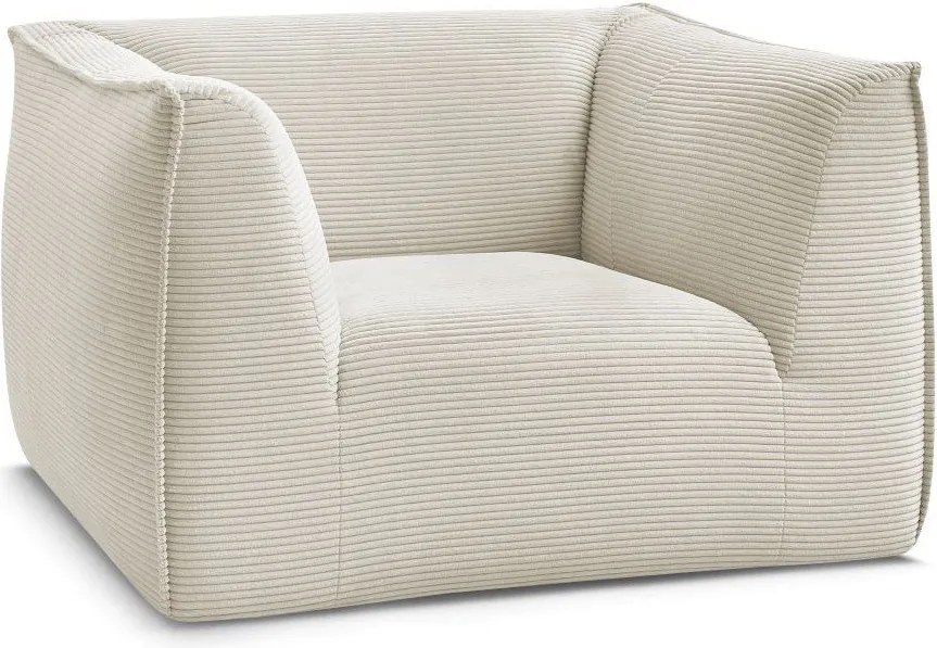 Fotoliu bej cu tapițerie din catifea reiată Giorgia – Bobochic Paris