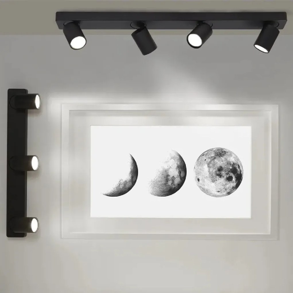 Corp aplicat cu 3 spoturi directionabile Moon 3 Bar, negru