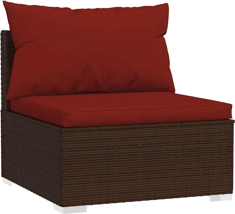 vidaXL Canapea de mijloc de grădină cu perne ,maro,poliratan