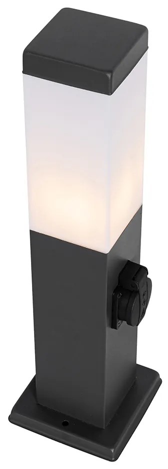 Lampă de exterior gri închis 45 cm cu priză IP44 - Malios