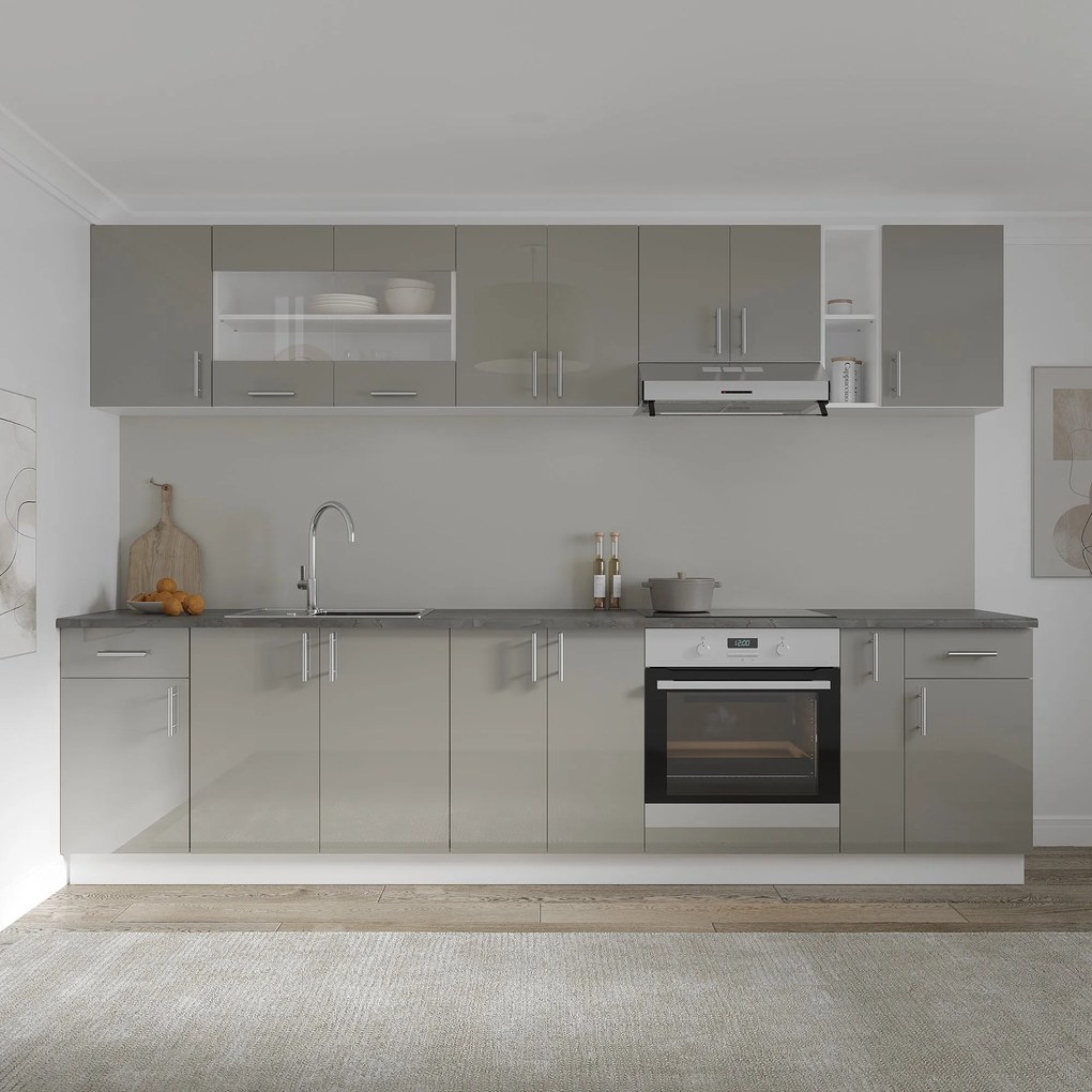 Corp Superior Karo, 2 Usi, Gri Lucios/Alb, MDF, 60 x 30 x 60 cm