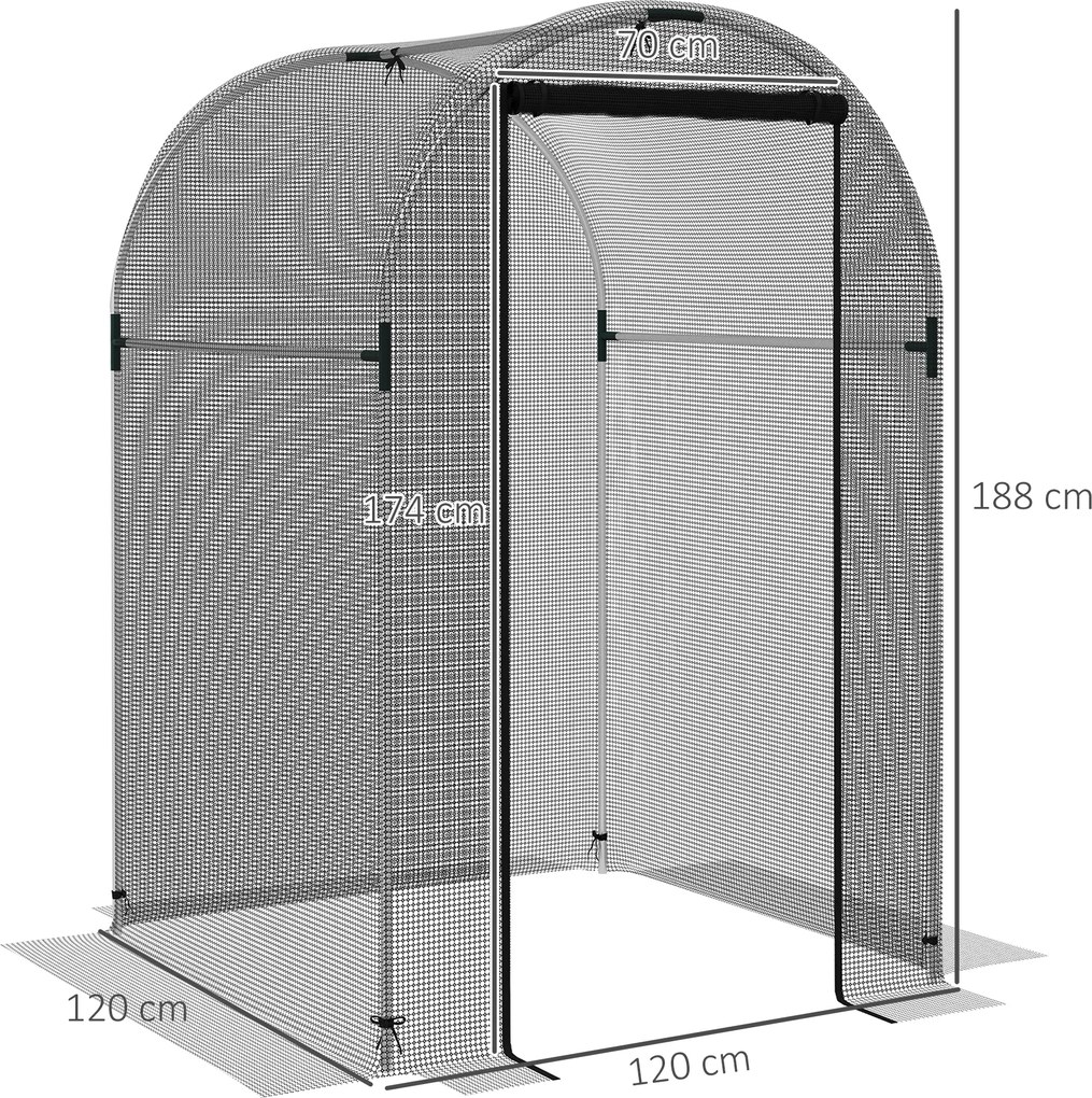 Outsunny Plasă de protecție pentru păsări, protecție pentru plante, robust, ușă cu fermoar, 120x120x188 cm, Negru/Argintiu | Aosom Romania