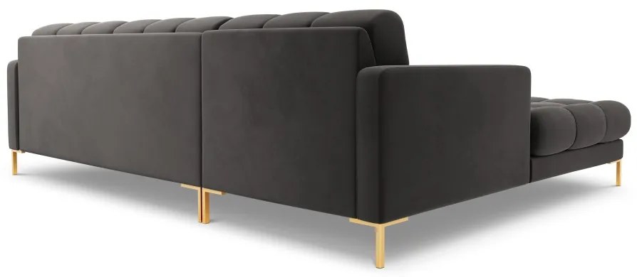 Colțar tapițat Bali, Gri închis/5 locuri/picioare gold/partea stângă/ L293 x l185 x h75