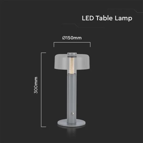 Lampă LED de birou reglabilă, reîncărcabilă, 1W, 5V, 3000K, 1800 mAh, gri