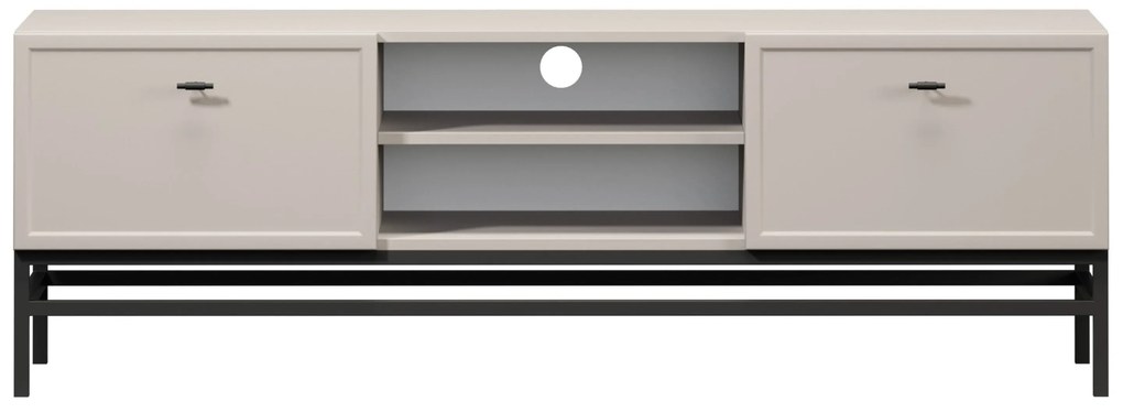 Comodă TV cu sertare Lorini 150 cm - cașmir / mânere negre T-bar / cadru