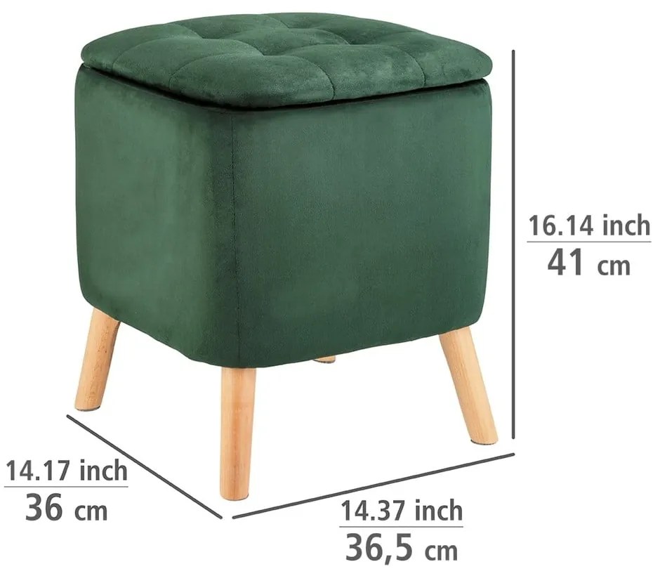 Taburet verde cu tapițerie din catifea – Wenko