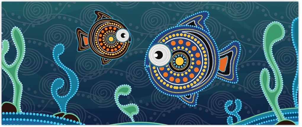 Tablou - Peștișorii desenați (120x50 cm)