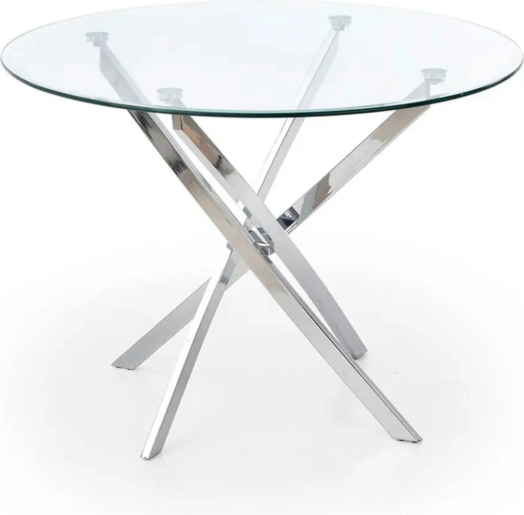 Masa rotunda de sticla RAYMOND, argintiu, sticla/otel, 100x73 cm