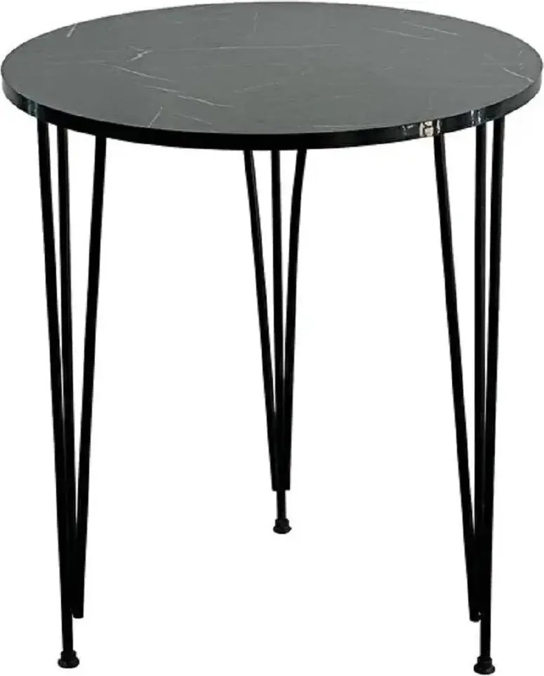 Masa bucatarie rotund texturata,negru marmurat, Homs 70x70x75 cm, A0048