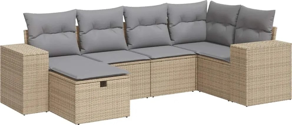 vidaXL Set canapele de grădină cu perne, 6 piese, bej, poliratan