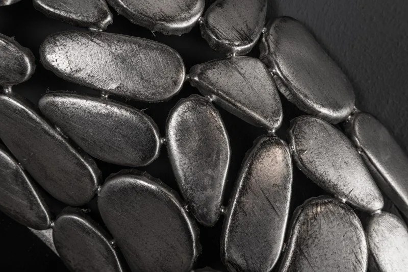 Oglinda de perete decorativa Stone Mosaic 82cm argintiu