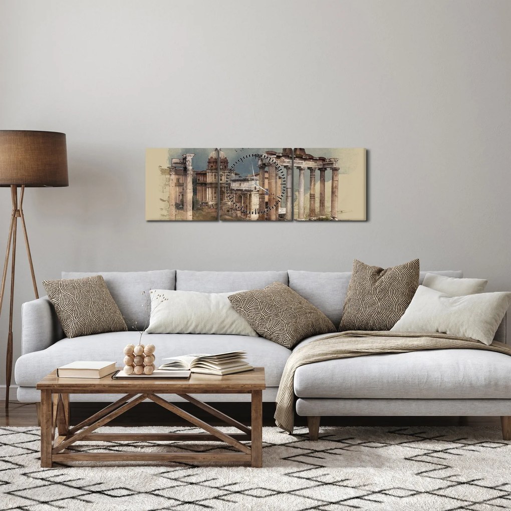 Tablou - Forumul Roman, Roma, Italia (cu ceas) (90x30 cm)