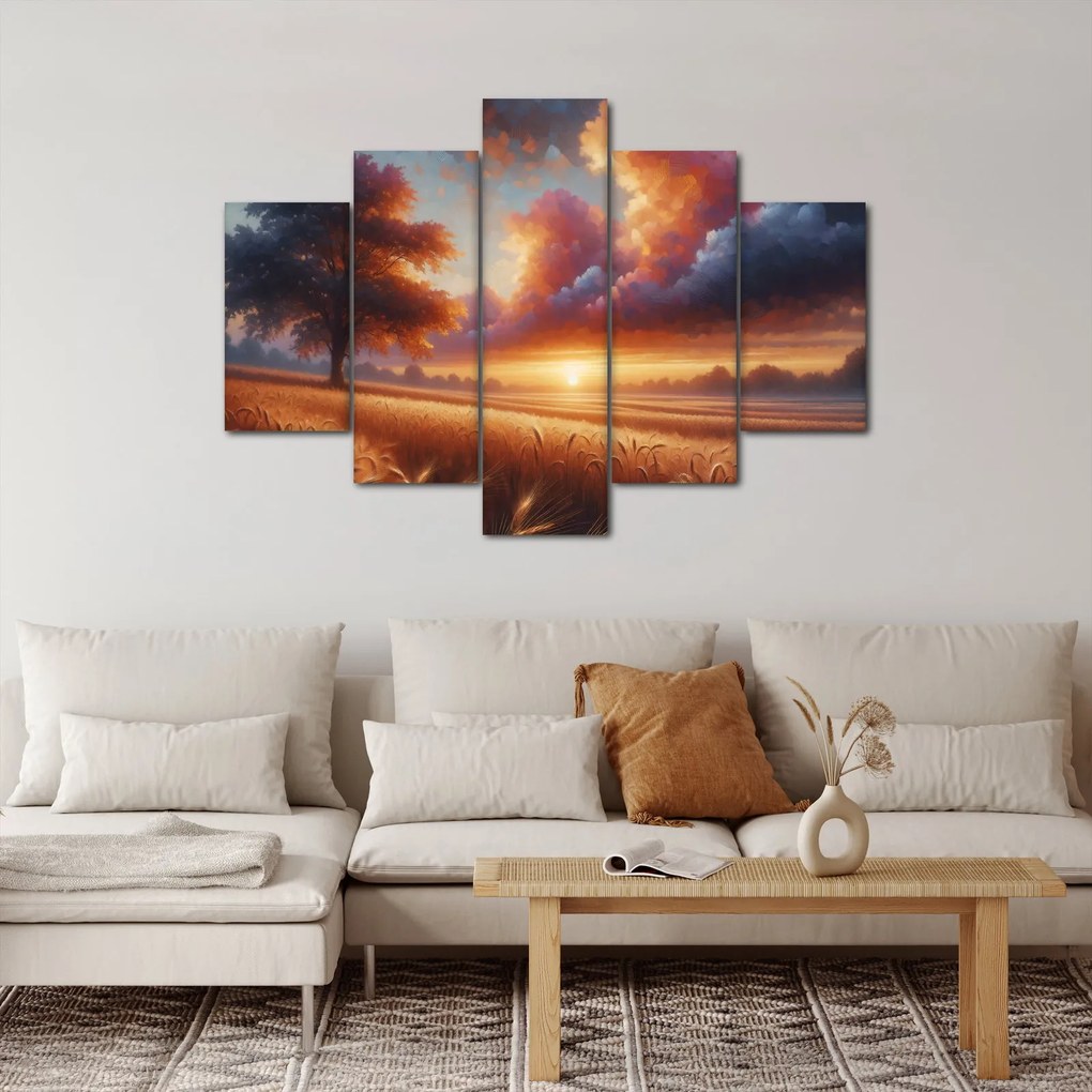 Tablou – Apus de soare pe câmp (150x105 cm)