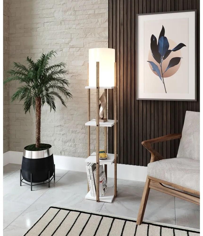 Lampadar alb/în culoare naturală (înălțime 135 cm) Nora – Opviq lights