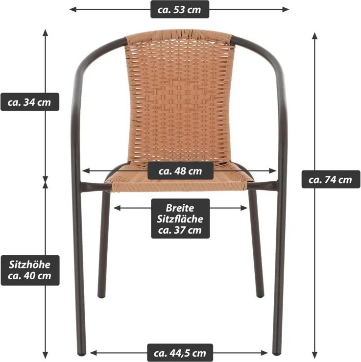 Set balcon grădină, polyrattan, 2 scaune + masă din sticlă