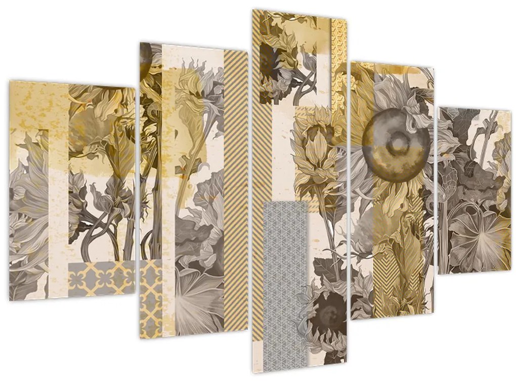 Tablou - Colaj cu floarea-soarelui (150x105 cm)