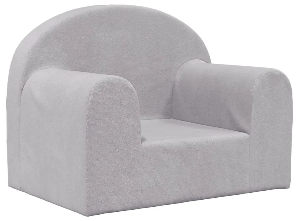 341786 vidaXL Canapea pentru copii, gri deschis, pluș moale