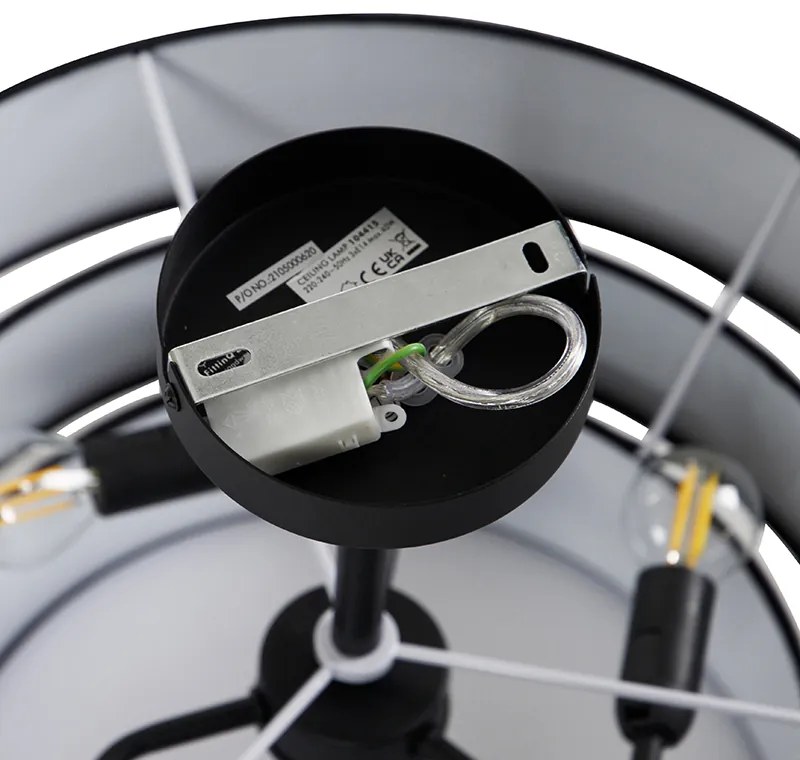 Plafoniera moderna neagra 45 cm 3 lumini - Drum Trio