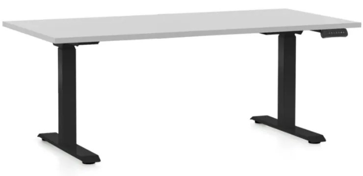 Masa inaltime reglabila OfficeTech D, 160 x 80 cm, bază neagră, gri deschis