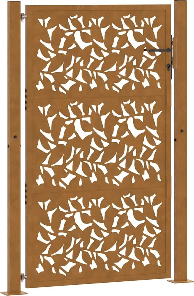 vidaXL Poartă de grădină 100x125 cm, model frunze de oțel rezistente la intemperii