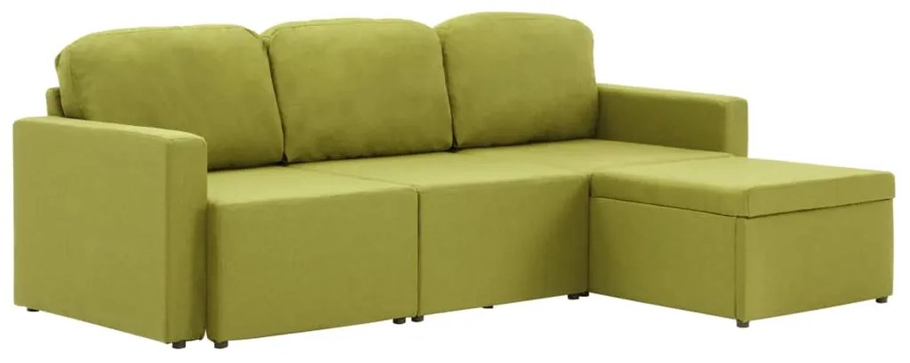 288788 vidaXL Canapea extensibilă modulară, 3 locuri, verde, material textil