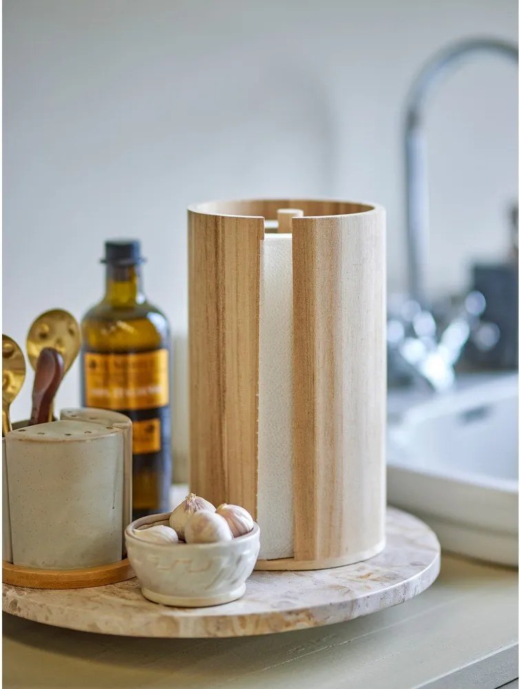 Suport orizontal pentru prosoape de bucătărie din hârtie în culoare naturală din lemn ø 14,5 cm Celian – Bloomingville